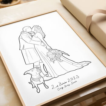 Custom Couples Line Drawing Personalised Illustration, 3 of 10