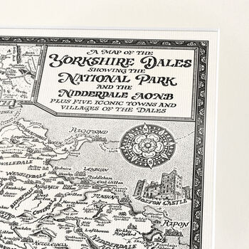 Yorkshire Dales Map Hand Drawn Fine Art Print, 11 of 12