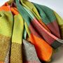 Soft Colour Block Check Scarf In Autumn Colours, thumbnail 3 of 5