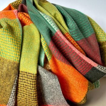 Soft Colour Block Check Scarf In Autumn Colours, 3 of 5