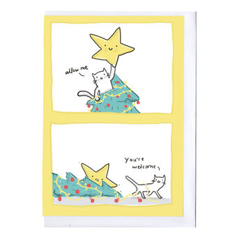 Cat And Christmas Tree Card, 2 of 2