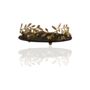 Handmade Round Black Glass Tray With Gold Olive Branch Detailing, thumbnail 2 of 2
