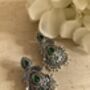 Emerald Green Stone Oxidised Indian Earrings, thumbnail 4 of 6