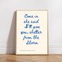 A4 Song Lyrics Print, Bob Dylan, Come In She Said I'll Give You Shelter From The Storm, thumbnail 1 of 5