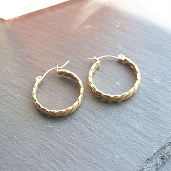 Twisted Hoop Earrings For Women 18k Gold Plated, 2 of 7