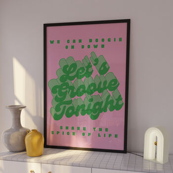 Let's Groove Tonight Print | Music Poster | Wall Art | A5 A4 A3 | Bold | Typographic | Quote | Print | Disco Music, 5 of 5