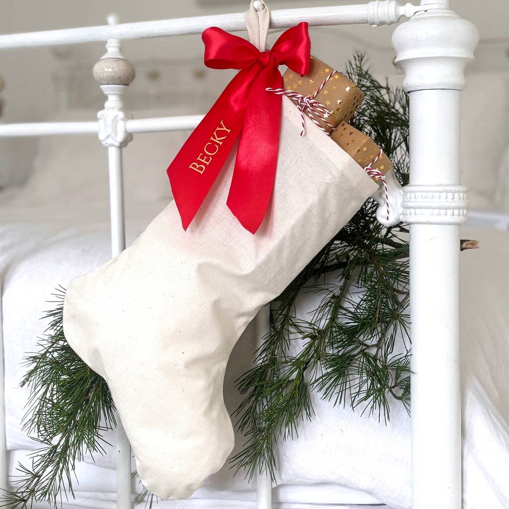 Bow Christmas Stocking Personalised, 1 of 9