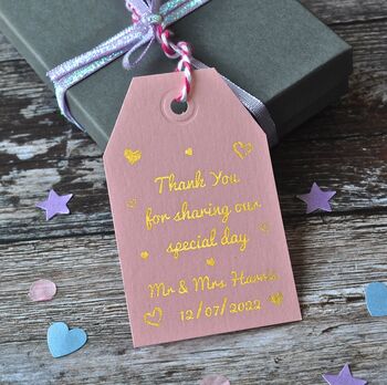 Personalised Gold Foiled Wedding Favour Gift Tag, 4 of 5