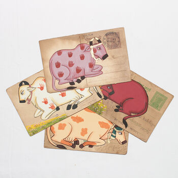Hand Painted Vintage Indian Postcard Mix Set Of Five, 4 of 6