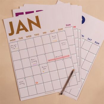 Large Monthly A3 Wall Planner | 12 Pages Simply Bright, 3 of 7
