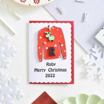 Personalised Christmas Jumper Decoration And Card, 2 of 4