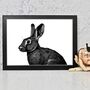 Black And White Rabbit Illustration Art Print, thumbnail 3 of 3