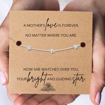 Loss Of Mom Gift With A Gold Plated Or Silver Plated Star Bracelet And Card, 2 of 4
