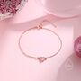 Sterling Silver Open Heart Cz Bracelet, thumbnail 3 of 12