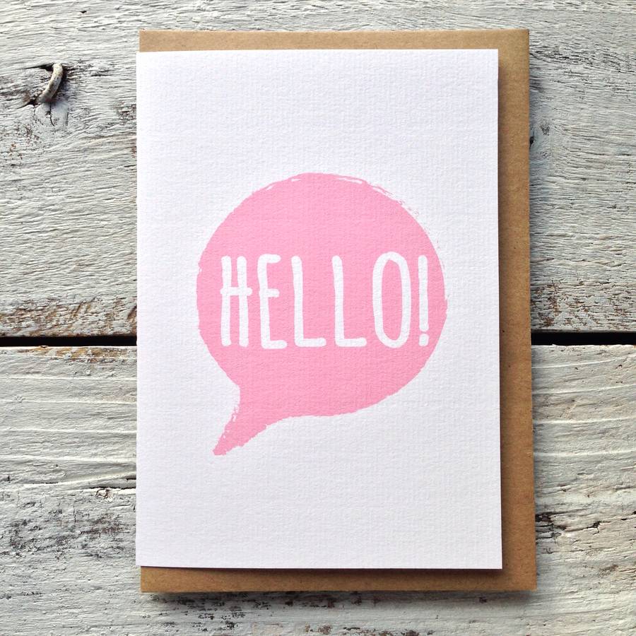 'Hello!' Pink Speech Bubble Card By momo+boo | notonthehighstreet.com