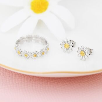 Sweet Daisy Flower Stud Earrings In Sterling Silver, 7 of 12