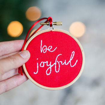 Joyful Embroidery Hoop Christmas Tree Bauble, 5 of 7