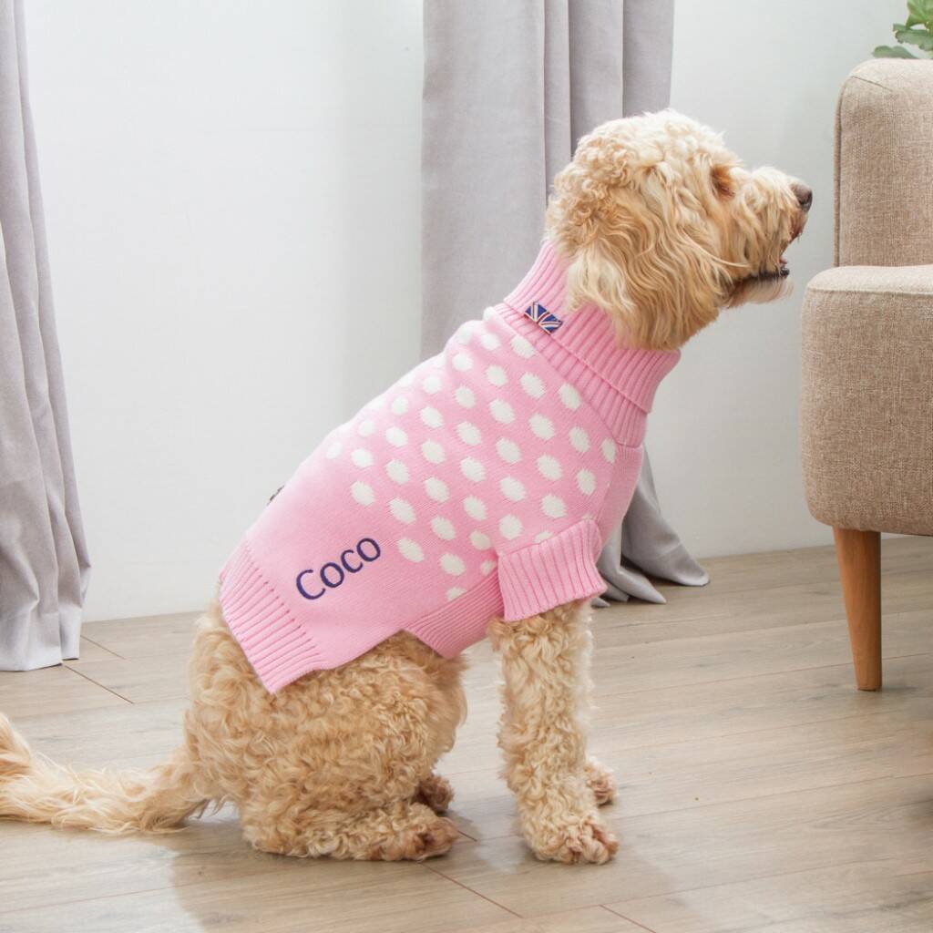 Personalised Spot Intarsia Knitted Pet Jumper By My Furst Years