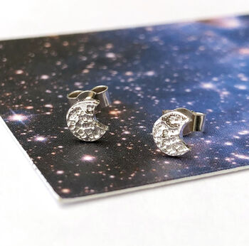 Sterling Silver Mini Crescent Moon Christmas Earrings, 2 of 12