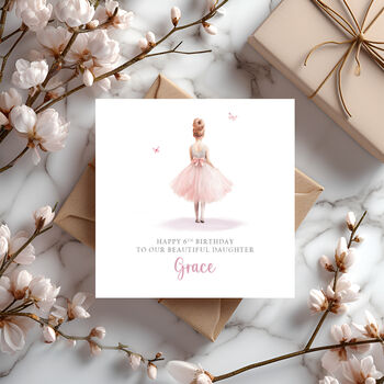 Ballerina Birthday Card Various Skin And Hair Tones, 3 of 5