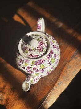 Two Cup Teapot In Ditsy Violet Chintz Design, 4 of 8