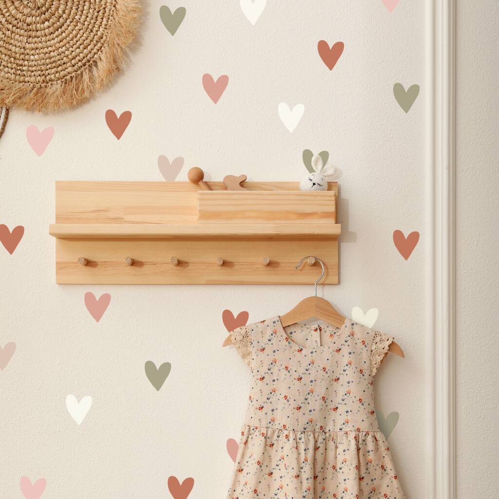 Dusky Rose Fabric Heart Wall Stickers, 1 of 2