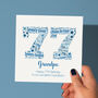 Blue Star Personalised 77th Birthday Card, thumbnail 1 of 6