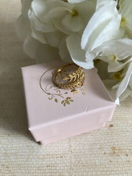 Adjustable 18 K Gold Plated Vine Leaf Ring, 5 of 9