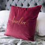 Personalised Gold Embroidered Velvet Cushion, thumbnail 3 of 6