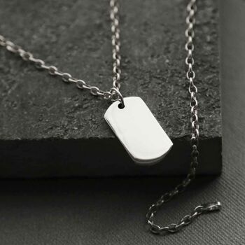Sterling Silver Medium Solid Dog Tag Necklace, 5 of 8