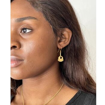 Egon Gold Plated Onyx Earrings, 4 of 5