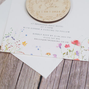 Watercolour Wildflower Wedding Invitation Magnet, 3 of 5