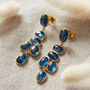 Kyanite Cabuchon Gold Plated Silver Earrings, thumbnail 1 of 12