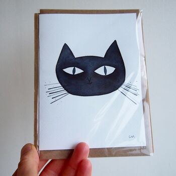 Handmade Watercolour Personalised Cat Painting Card, 7 of 12