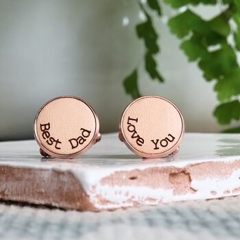 Personalised Curve Engraved Real Leather Cufflinks, 9 of 12