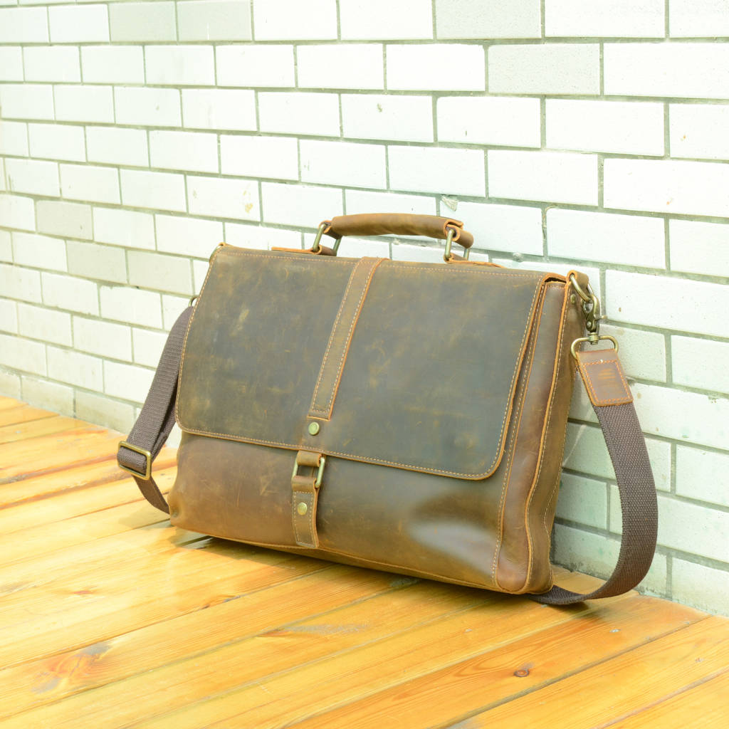 Large Genuine Leather Briefcase By EAZO | notonthehighstreet.com