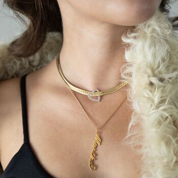 18ct Gold Plated Chunky Flat Snake Chain Necklace, 3 of 5