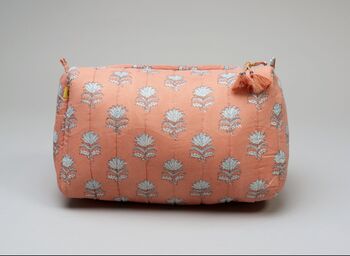 Clay Small Fan Flower Pattern Cotton Makeup Bag, 2 of 5