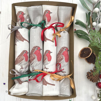 Christmas Robins Linen Napkin Crackers, 2 of 10