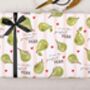 Valentine Wrapping Paper With Pear Pun Design, Three Sheet Pack, thumbnail 2 of 2