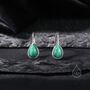 Genuine Malachite Pear Cut Drop Hook Earrings, thumbnail 1 of 10