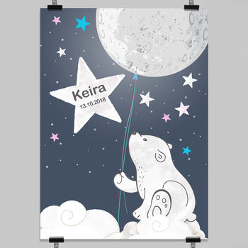 Personalised Bear With Moon Baby Print, 5 of 5