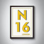 N16 Stoke Newington London Postcode Typography Print, thumbnail 4 of 11