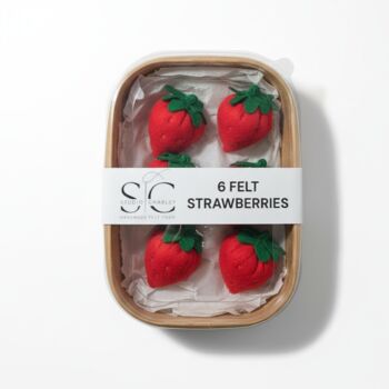 Punnet Of Six Handmade Felt Strawberries, 2 of 9