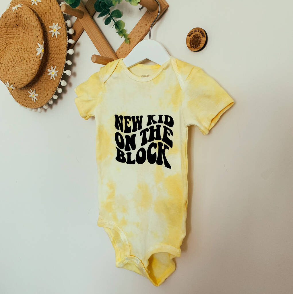 Tie Dye New Kid On The Block Bodysuit | New Baby Gift, 1 of 4