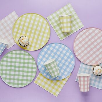 Pastel Gingham Paper Plates, 2 of 11