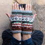 Fair Isle Fingerless Mittens, thumbnail 1 of 7