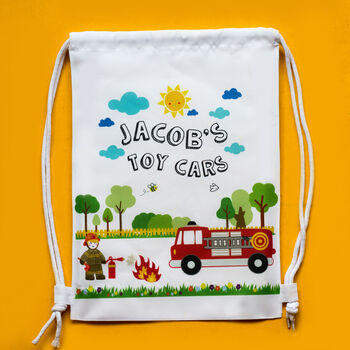 Personalised Fire Truck Children's Playtime Bag, 2 of 3