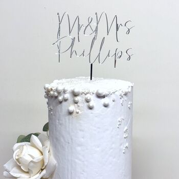 Personalised Mr And Mrs Wedding Cake Topper, 2 of 12