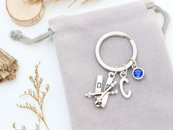 Personalised Skiing Keyring Ski Gift, Travel Keepsake, 5 of 7